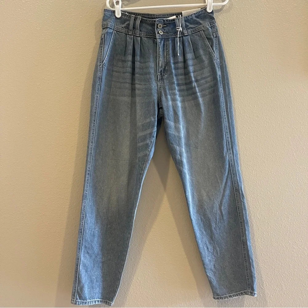 KanCan Mom Jeans Pleated Relaxed Fit Super High Rise Size 7 / 27 Style# KC7827M